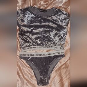 PrettyLittleThing Purple Crushed Velvet Intimates Set